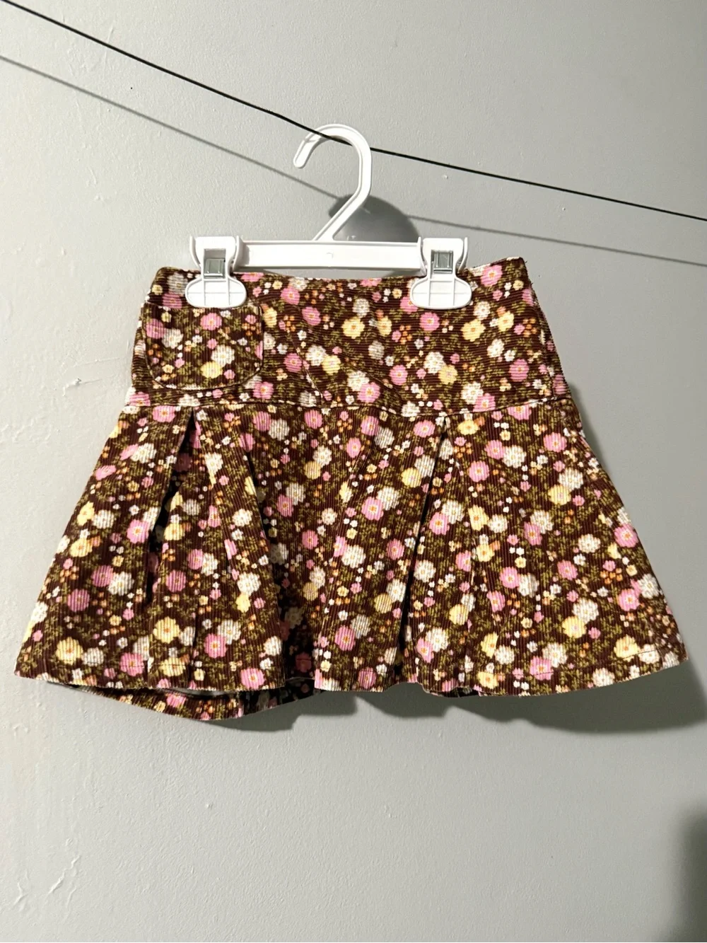 Gymboree Brown Corduroy Floral Skort with Pink & Yellow Flowers